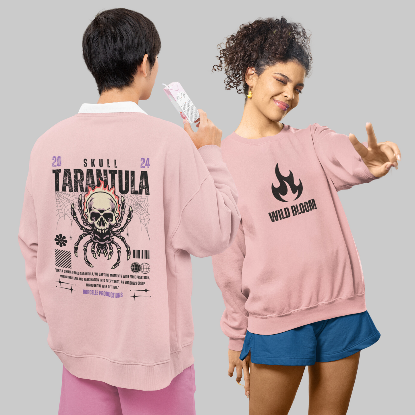 Oversized Solid Sweatshirts for Unisex Crew Neck - White, BabyPink, Lavender