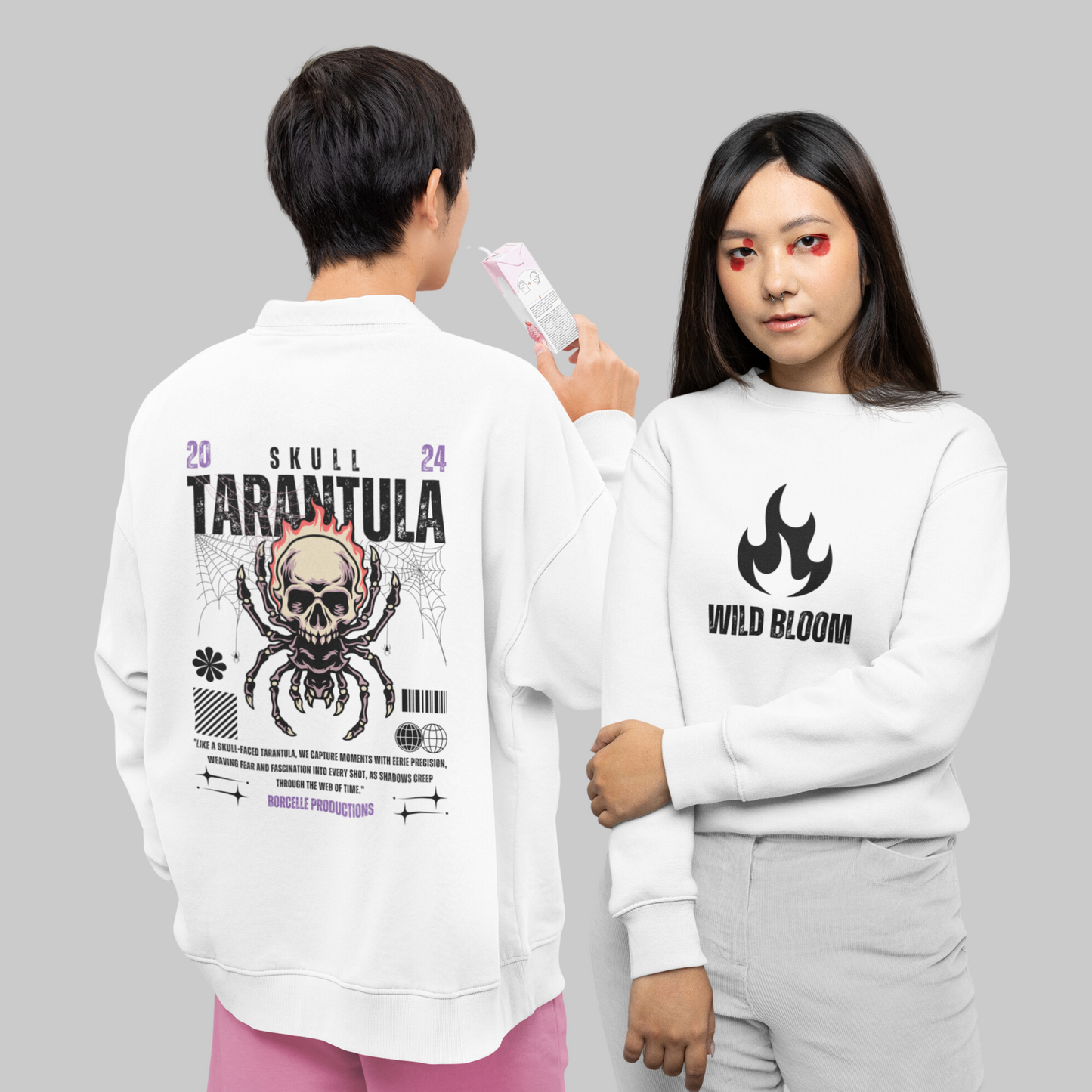 Oversized Solid Sweatshirts for Unisex Crew Neck - White, BabyPink, Lavender
