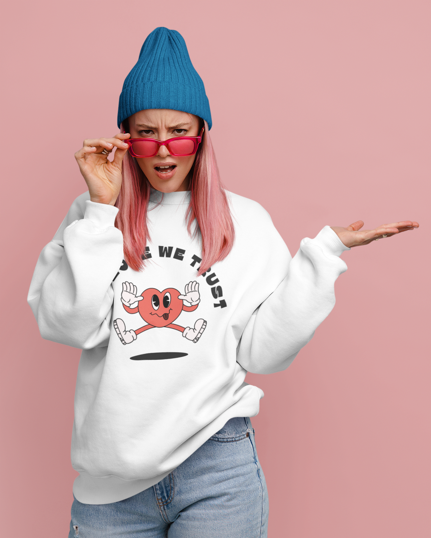 Self Love Oversized Heavyweight Sweatshirt - White, Pink, Lavender