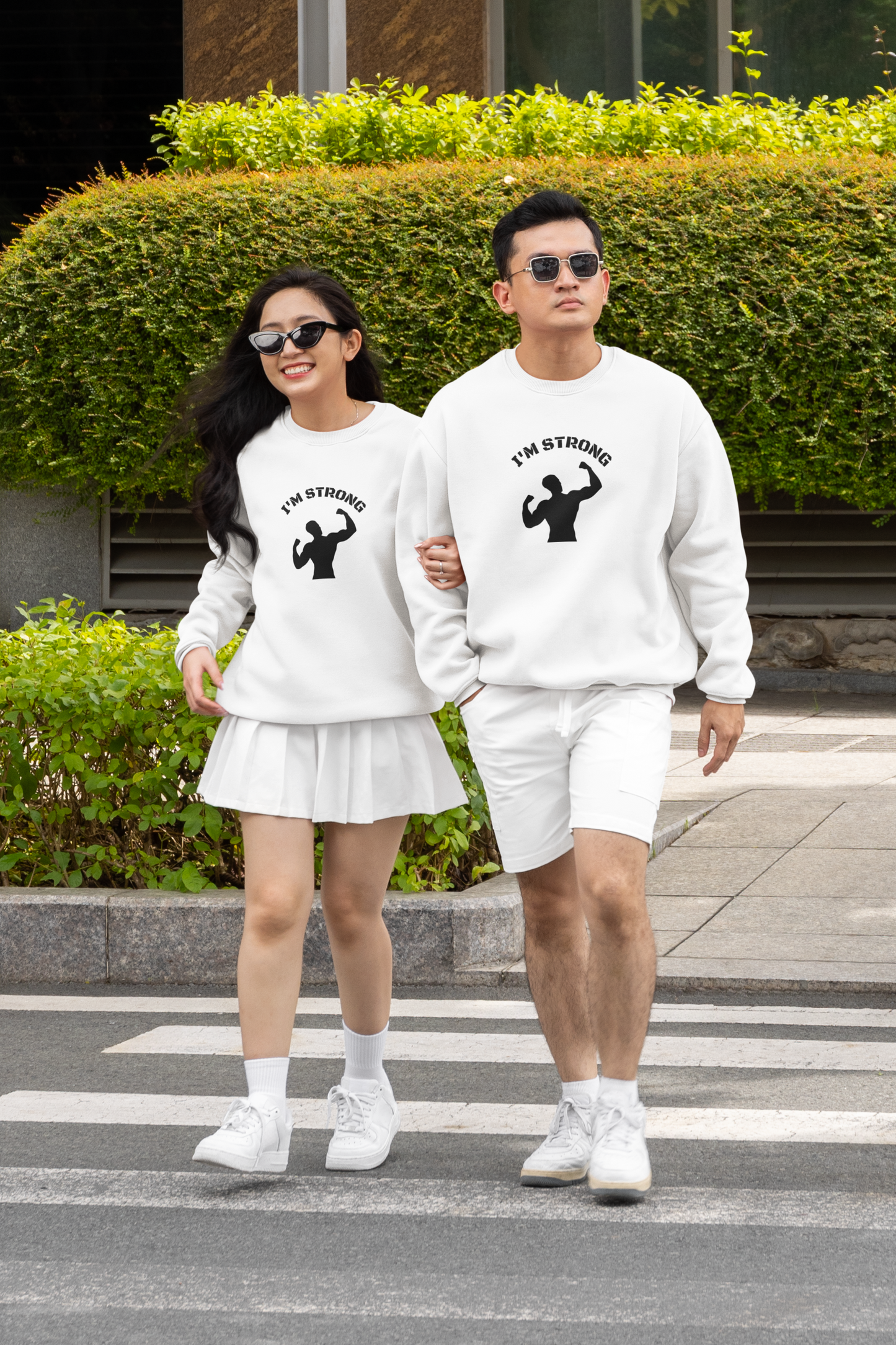 Full Sleeve Graphic Print Unisex Sweatshirt - White, BabyPink