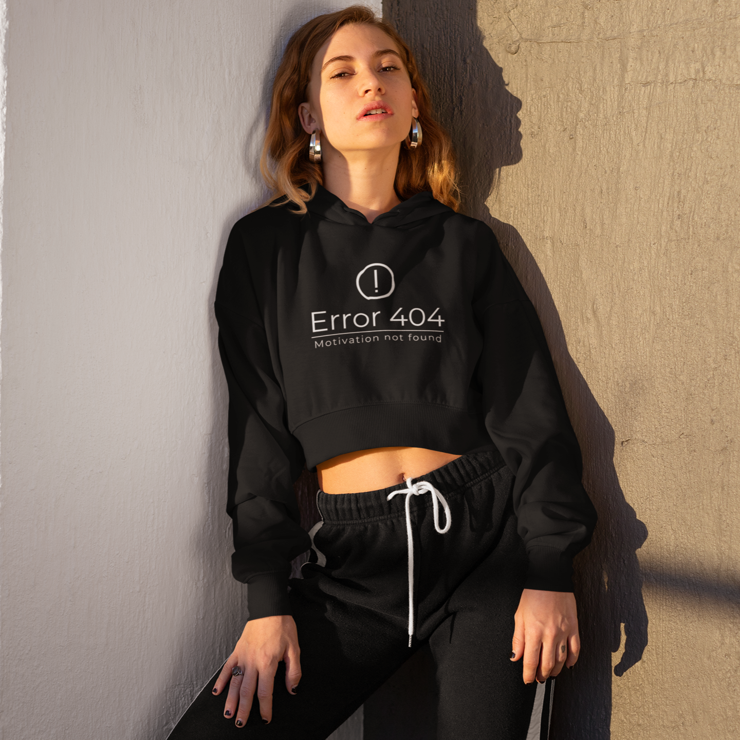 Crop Hoodie- Bold Black