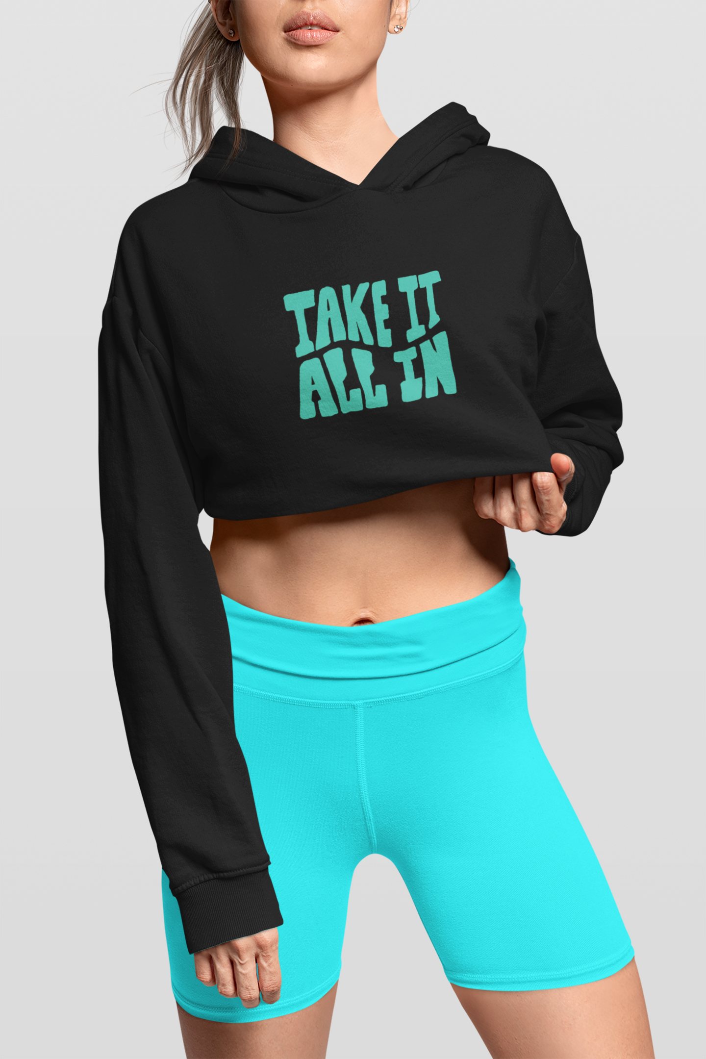 Crop Hooded Sweatshirt for Women Winter Wear Crop Hoodie - Black