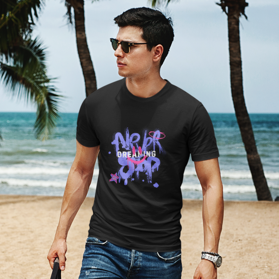 Men's Super Combed Cotton Rich Regular Fit Round Neck Half Sleeved T-Shirt - Black
