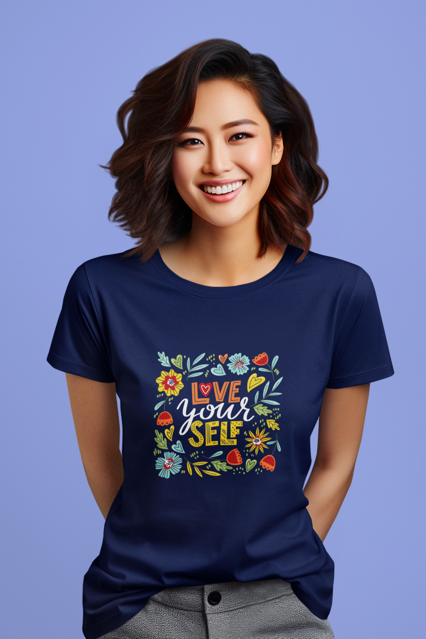 Women Typography Round Neck Pure Cotton T-Shirt - Black, Maroon, NavyBlue