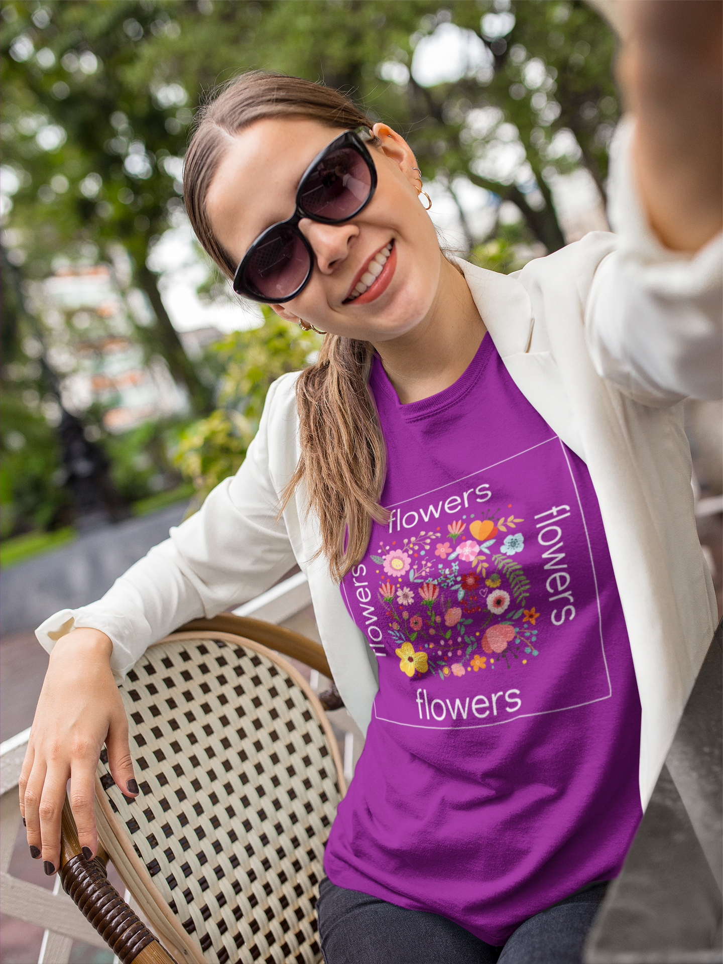 Women's Regular Fit T-Shirt with Flower Design - Black, Maroon, Purple, NavyBlue