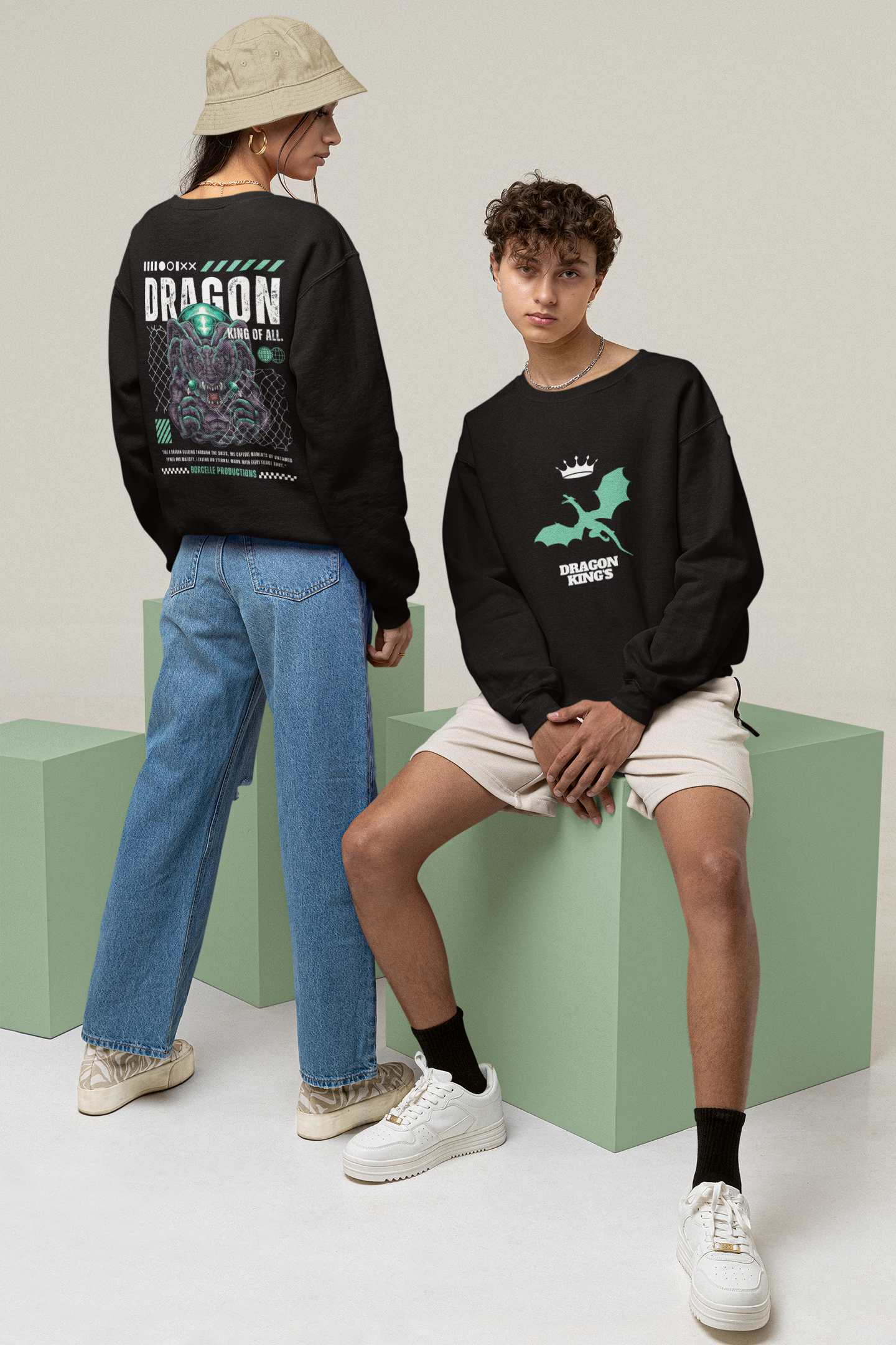 Stylish Oversized Unisex Sweatshirt || Printed Sweatshirt || Drop Shoulder Sweatshirts - Black