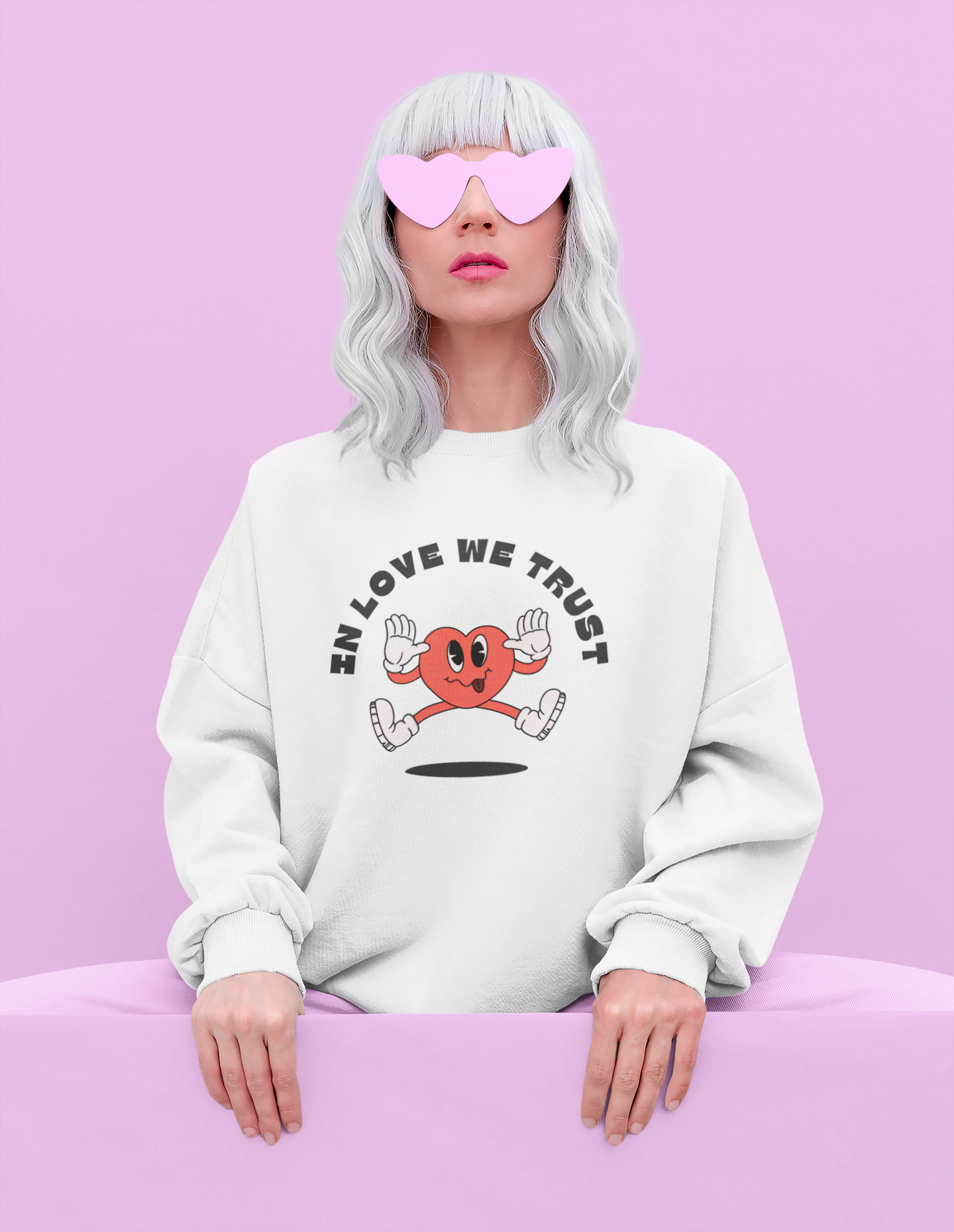 Self Love Oversized Heavyweight Sweatshirt - White, Pink, Lavender
