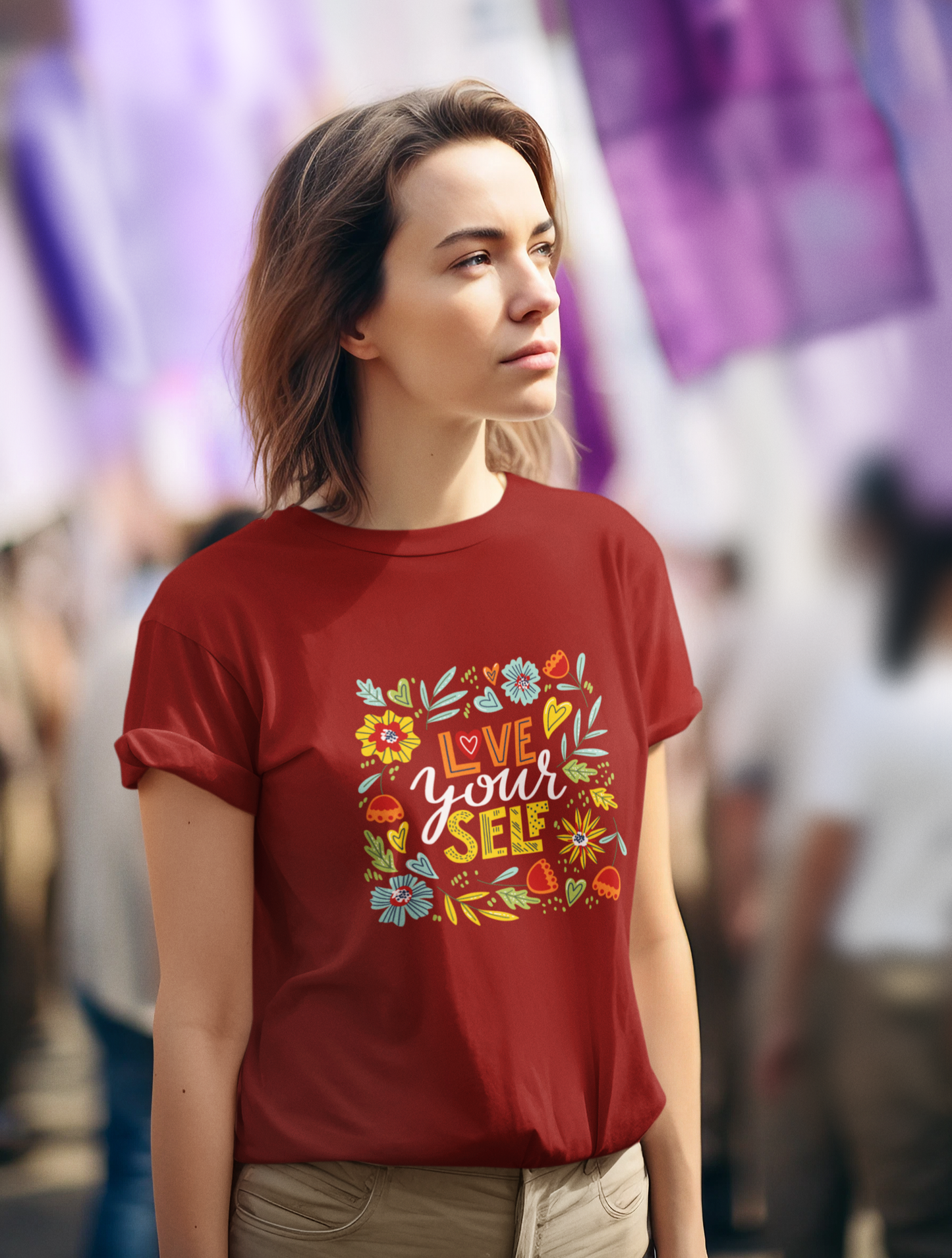 Women Typography Round Neck Pure Cotton T-Shirt - Black, Maroon, NavyBlue