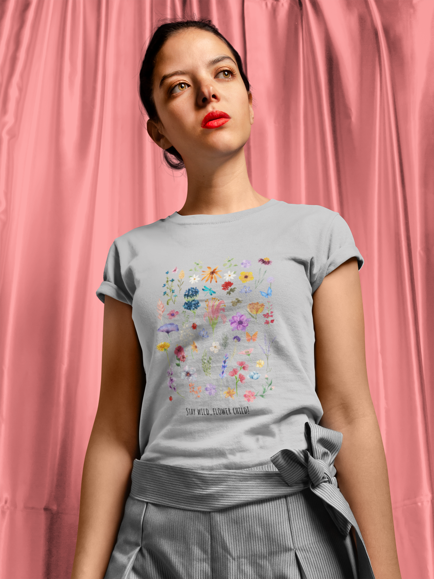 Women Half Sleeve Cotton T-Shirt White - Floral design - Grey, Beige, Lavender, Yellow, White, New Yellow, BabyPink