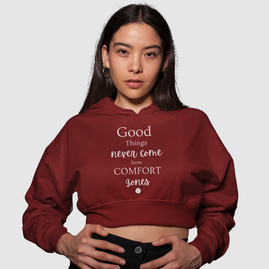 Maroon Crop Hoodie for Women