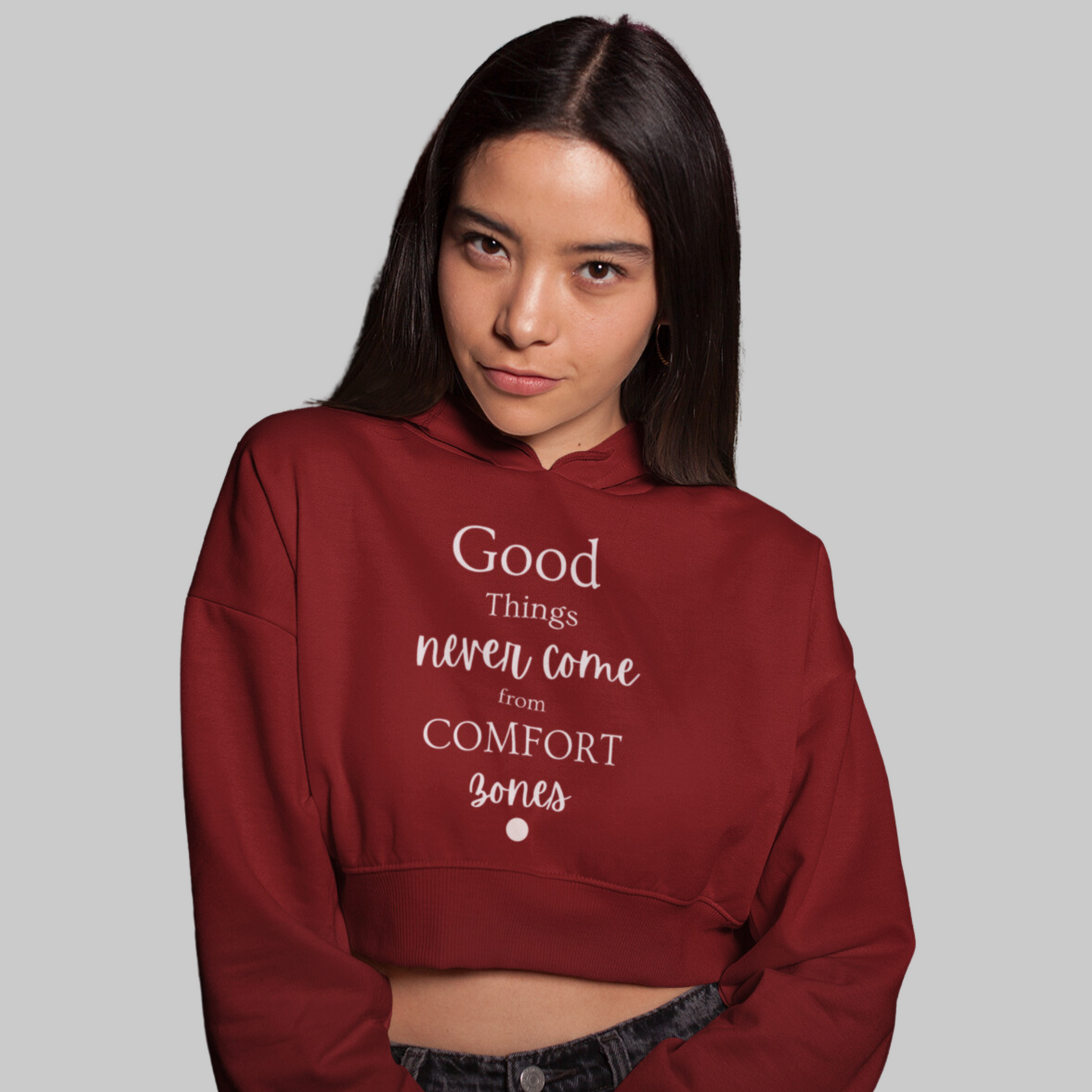 Maroon Crop Hoodie for Women