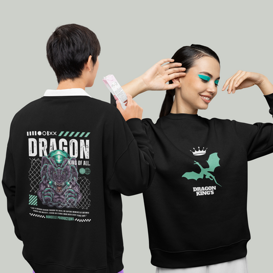 Stylish Oversized Unisex Sweatshirt || Printed Sweatshirt || Drop Shoulder Sweatshirts - Black