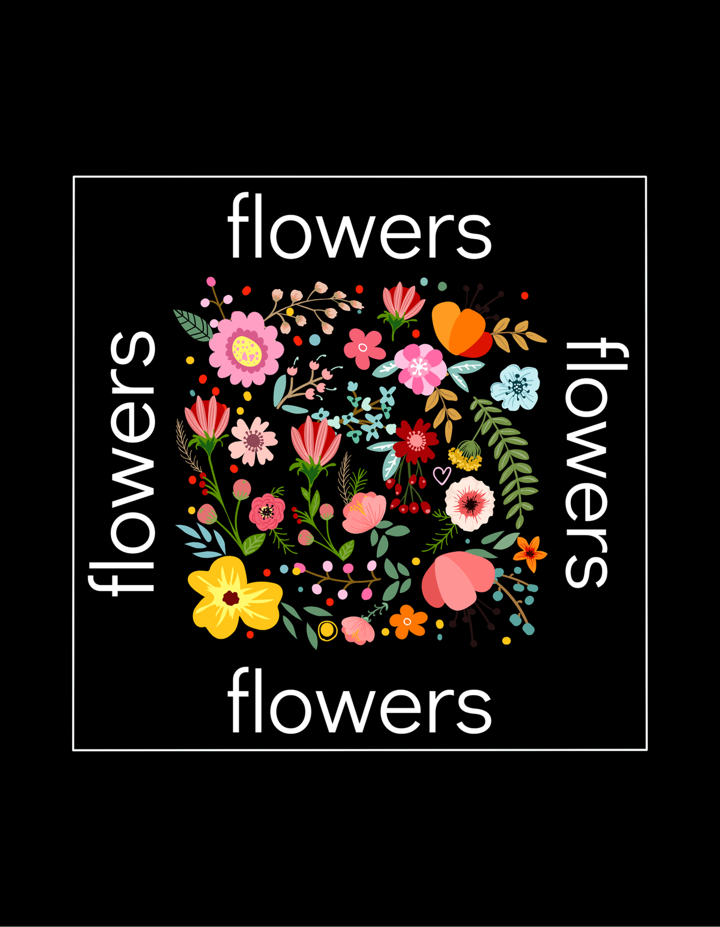 Women's Regular Fit T-Shirt with Flower Design - Black, Maroon, Purple, NavyBlue