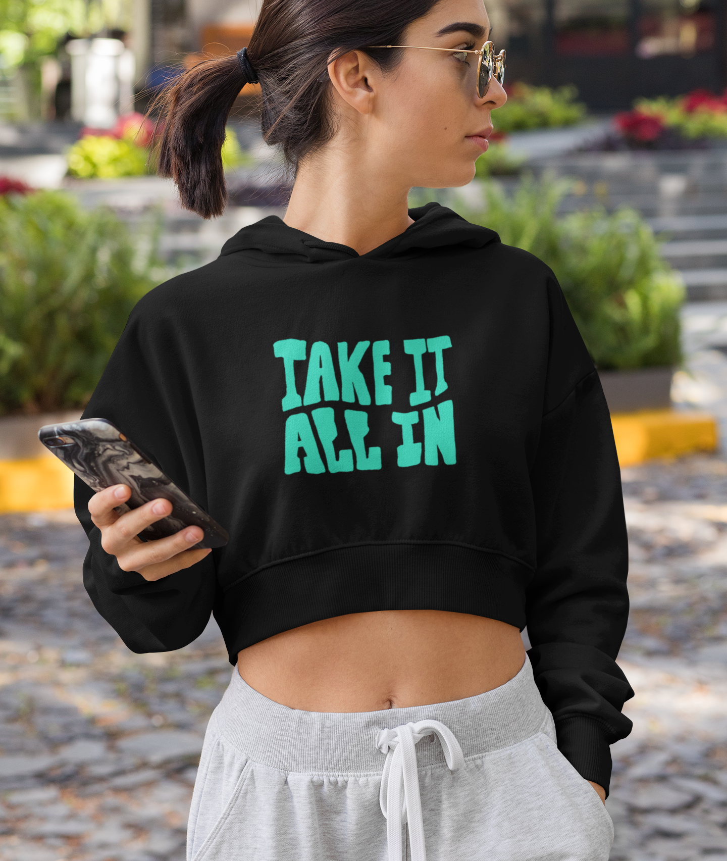 Crop Hooded Sweatshirt for Women Winter Wear Crop Hoodie - Black