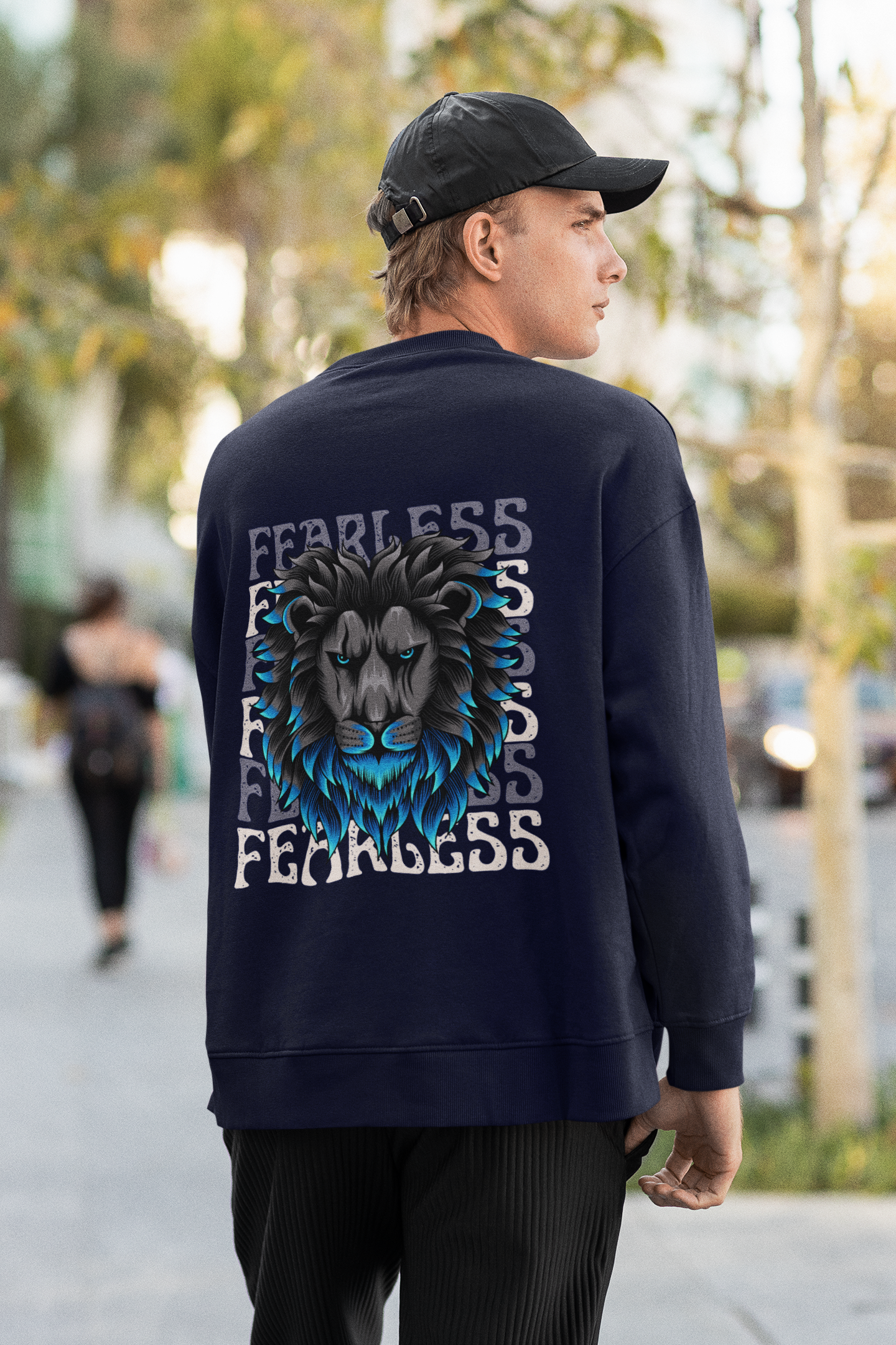Oversized Round Neck Unisex Sweatshirt - Black, NavyBlue