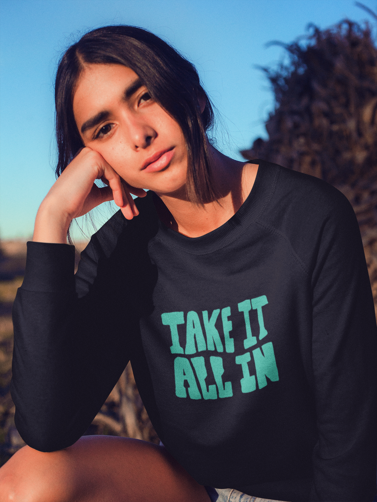 Women's Black Take It All in Graphic Printed Oversized Sweatshirt - Black