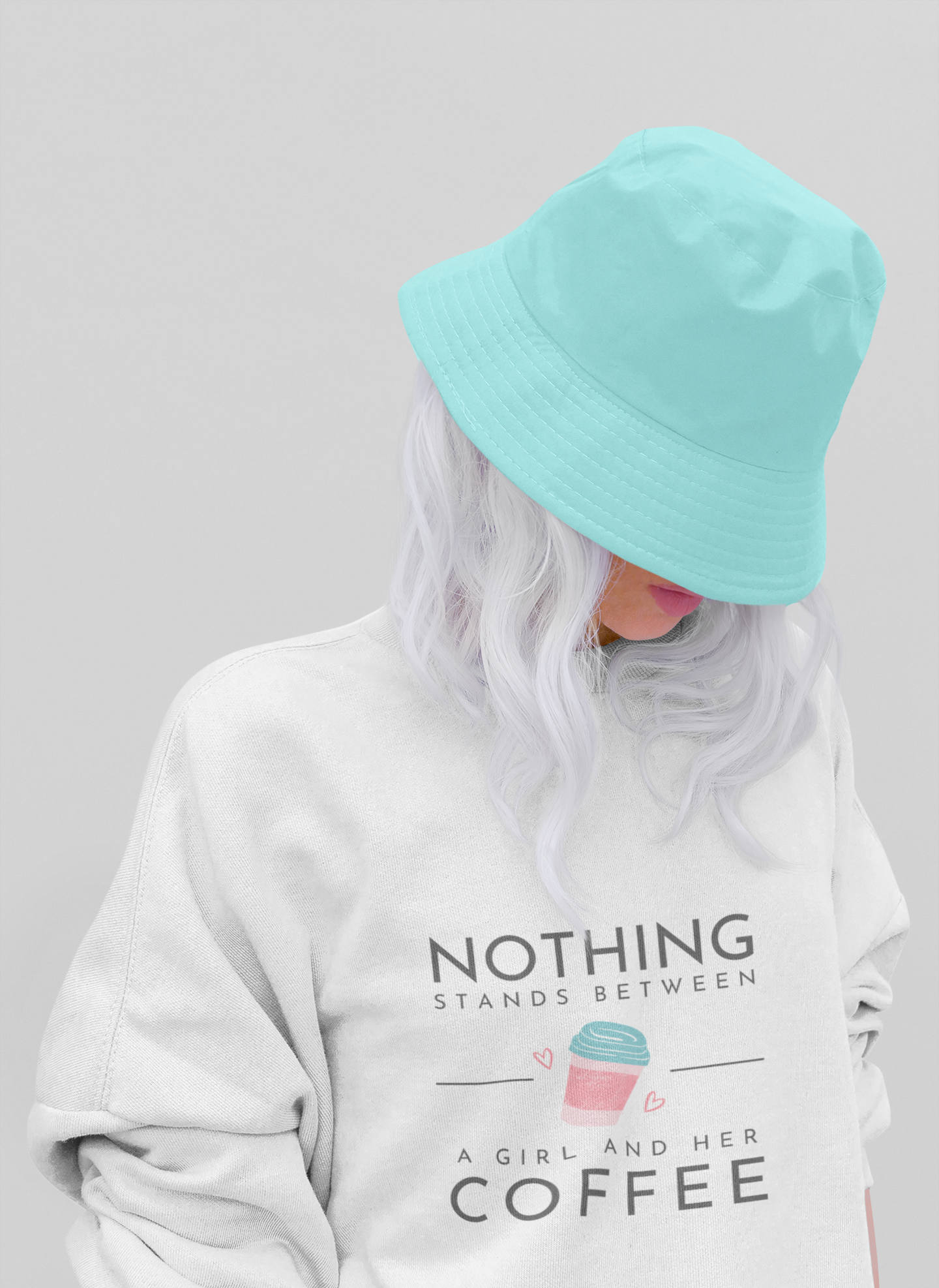 Women's Graphic Printed Oversized Sweatshirt - BabyPink & White