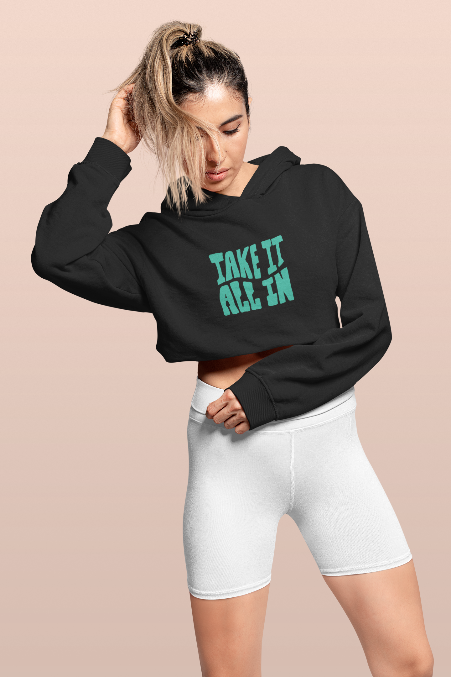 Crop Hooded Sweatshirt for Women Winter Wear Crop Hoodie - Black