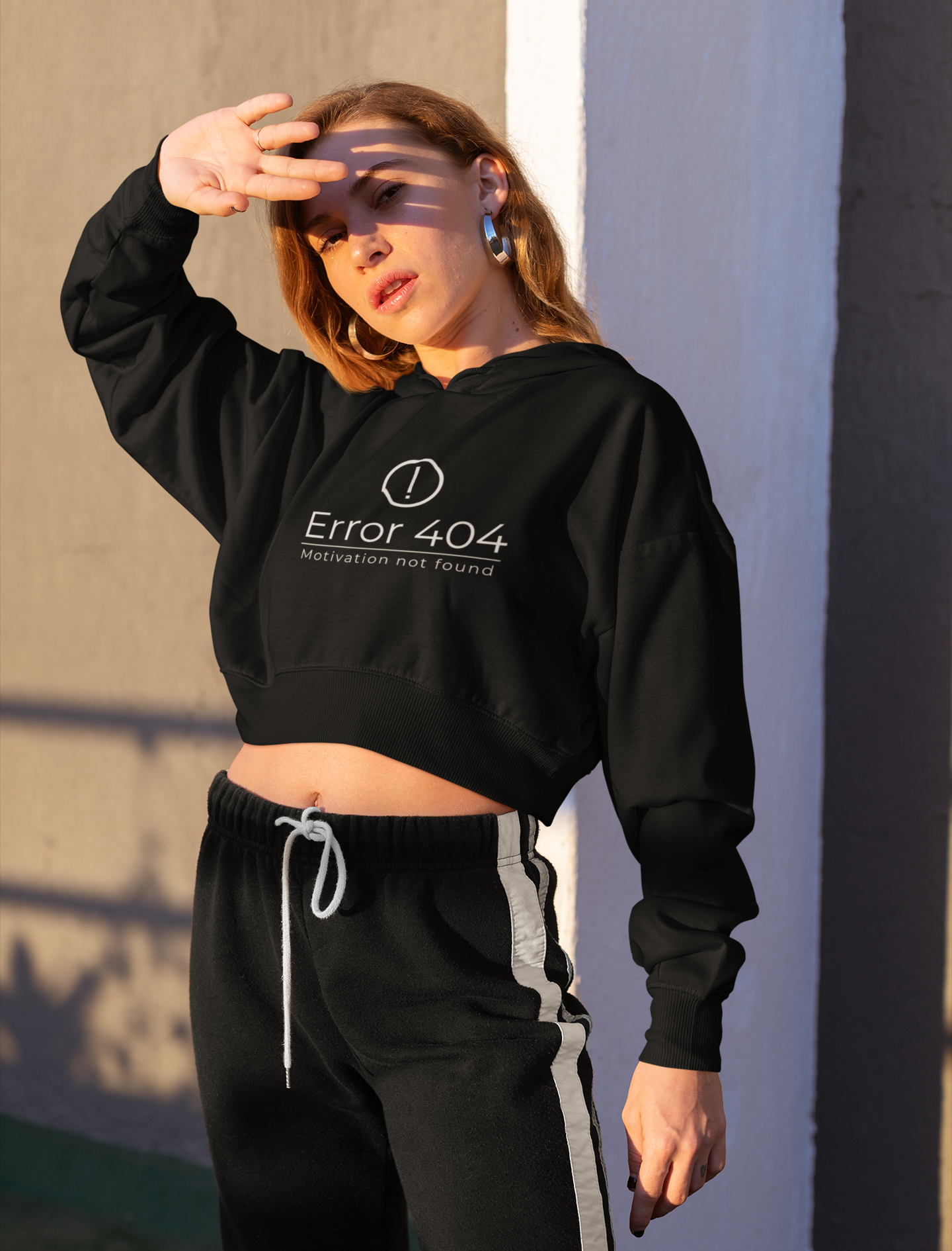 Crop Hoodie- Bold Black