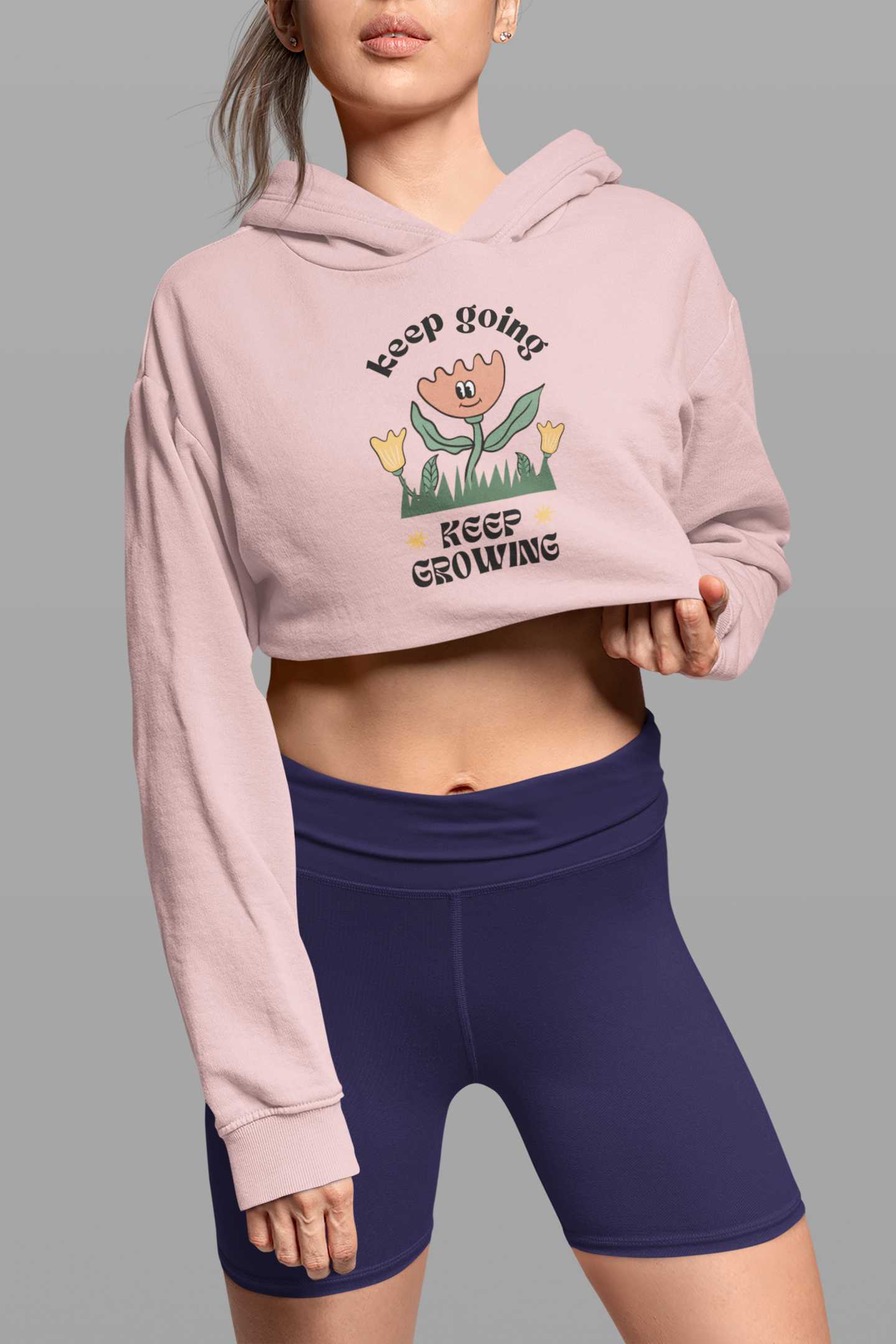 Women's Light Pink Crop Hoodie Sweatshirt