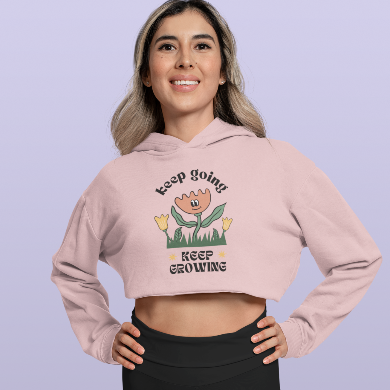 Women's Light Pink Crop Hoodie Sweatshirt