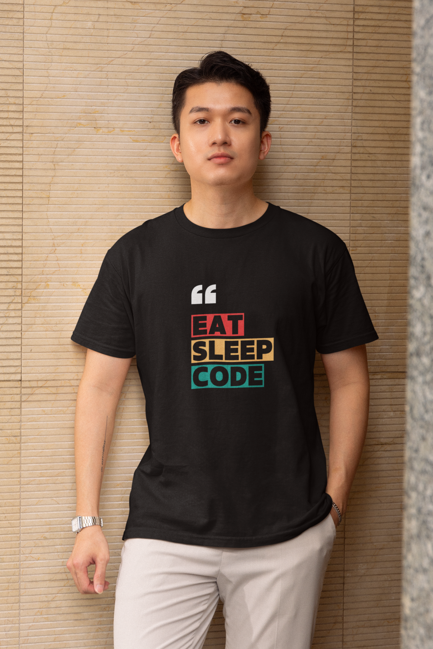 Men Black Printed Round Neck Half Sleeve T-Shirt