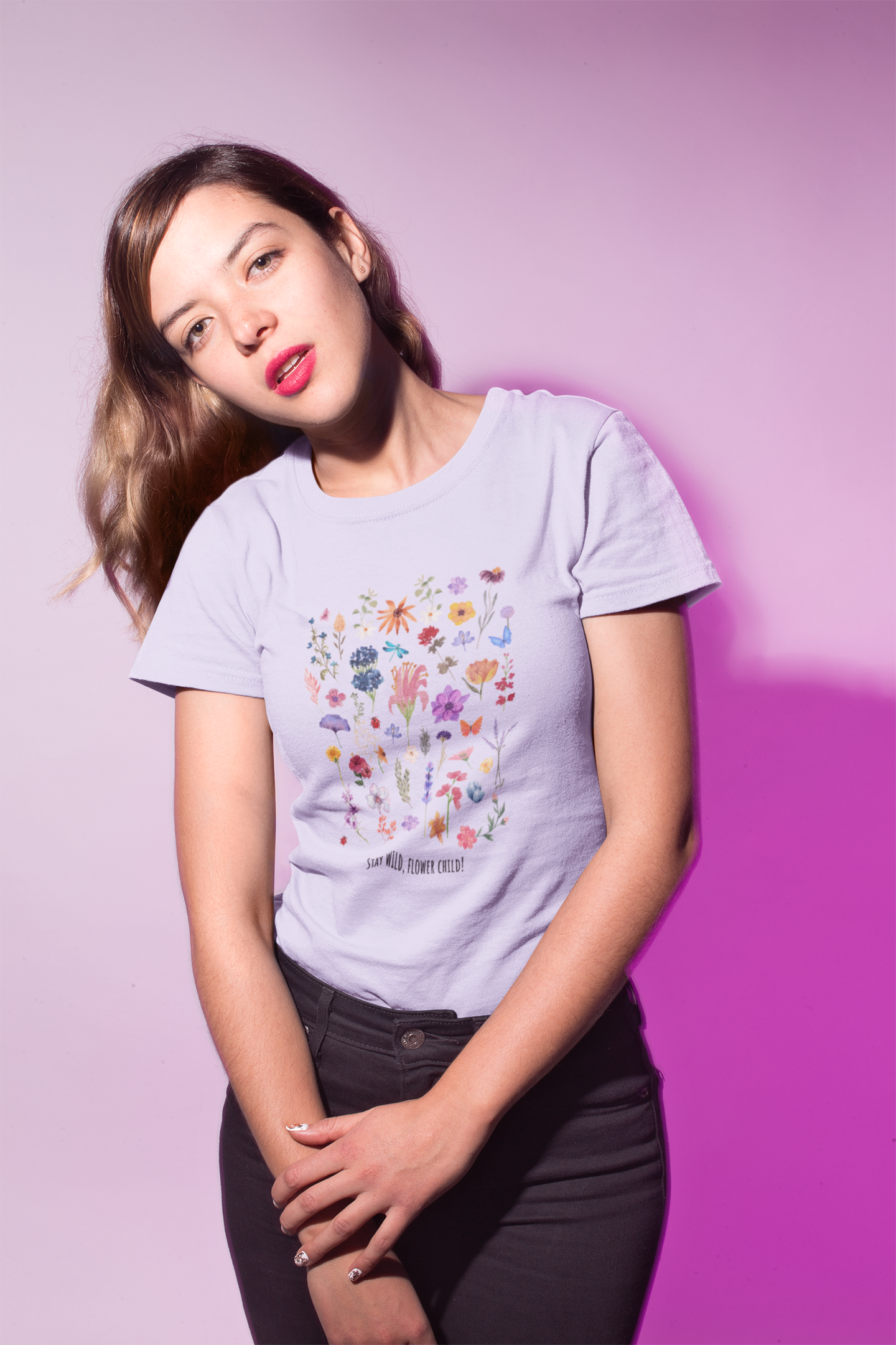 Women Half Sleeve Cotton T-Shirt White - Floral design - Grey, Beige, Lavender, Yellow, White, New Yellow, BabyPink