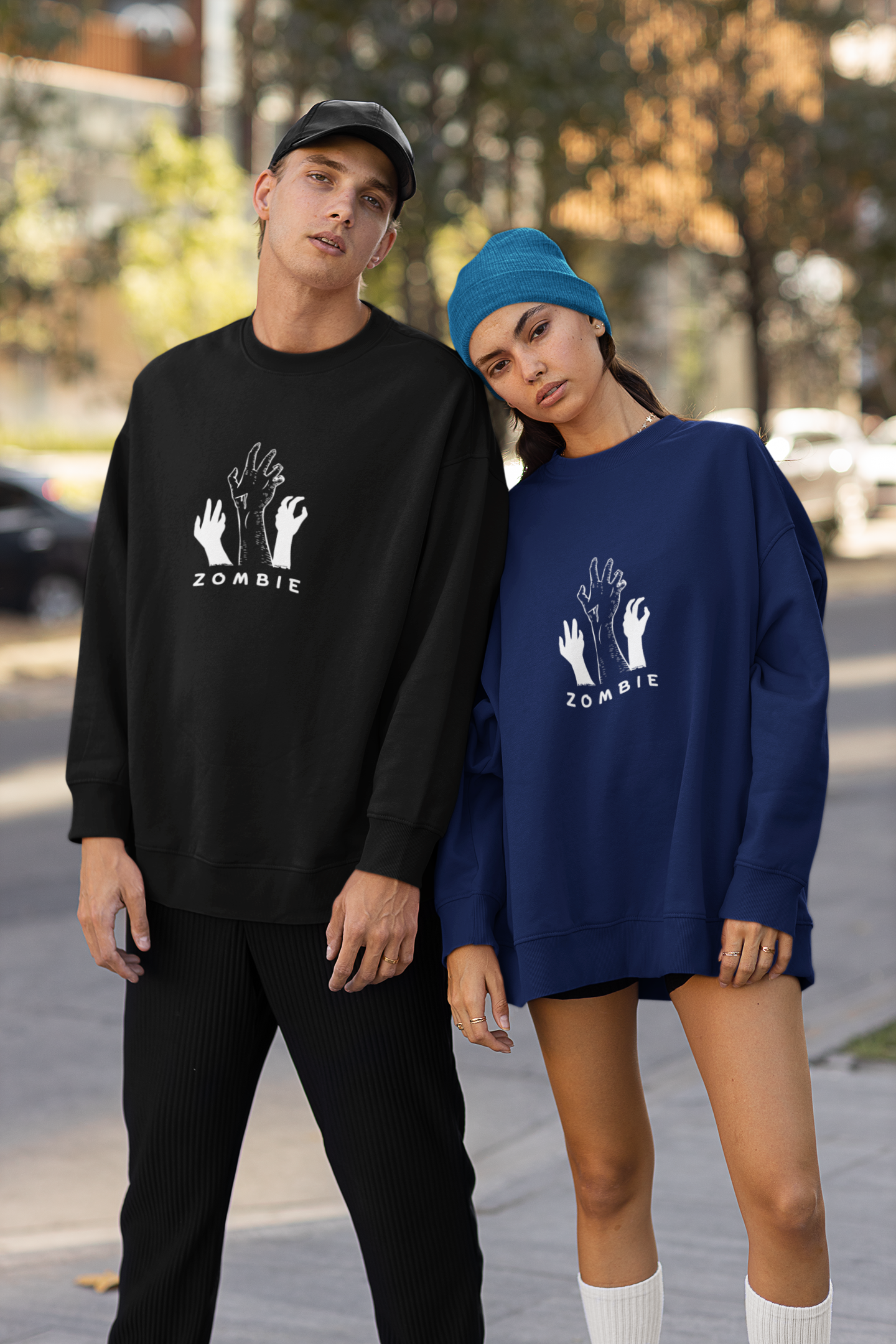 Oversized Solid Unisex Sweatshirt - Black, NavyBlue