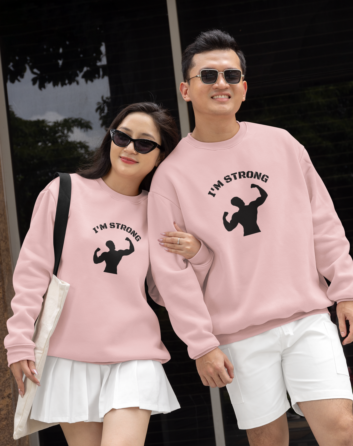Full Sleeve Graphic Print Unisex Sweatshirt - White, BabyPink