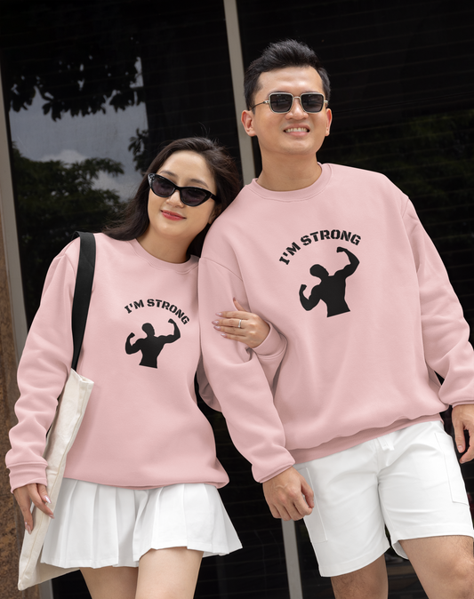 Full Sleeve Graphic Print Unisex Sweatshirt - White, BabyPink