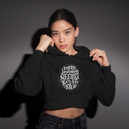Crop Hooded Black Sweatshirt for Women Winter Wear Crop Hoodie