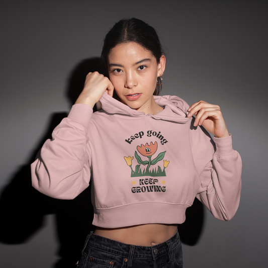 Women's Light Pink Crop Hoodie Sweatshirt