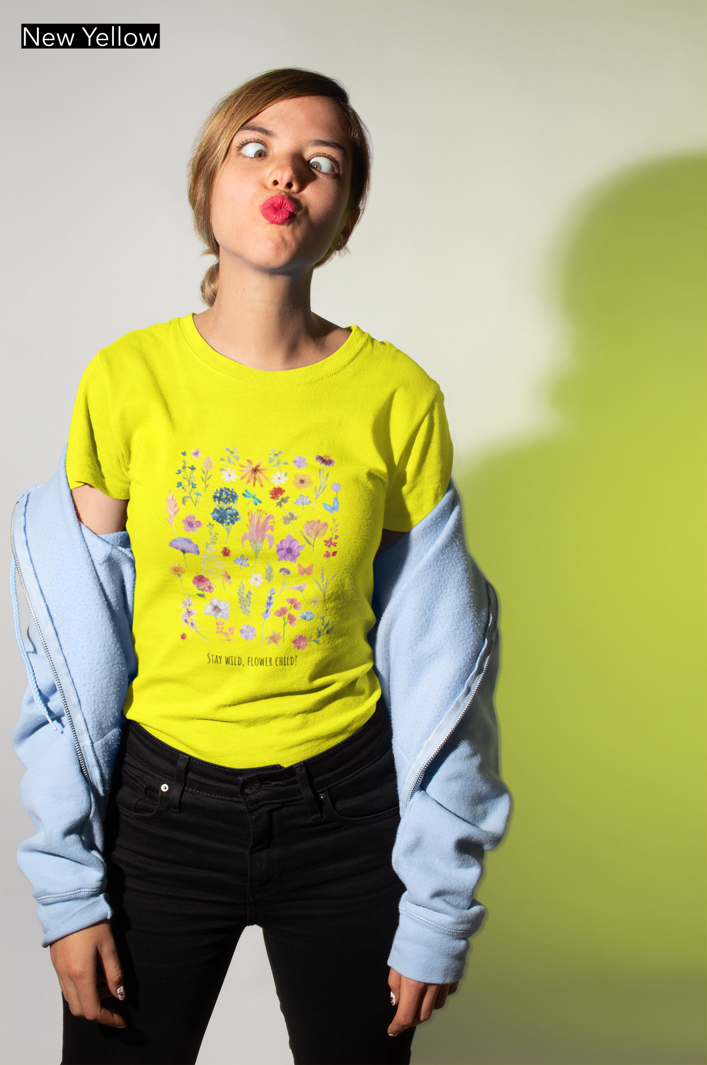 Women Half Sleeve Cotton T-Shirt White - Floral design - Grey, Beige, Lavender, Yellow, White, New Yellow, BabyPink