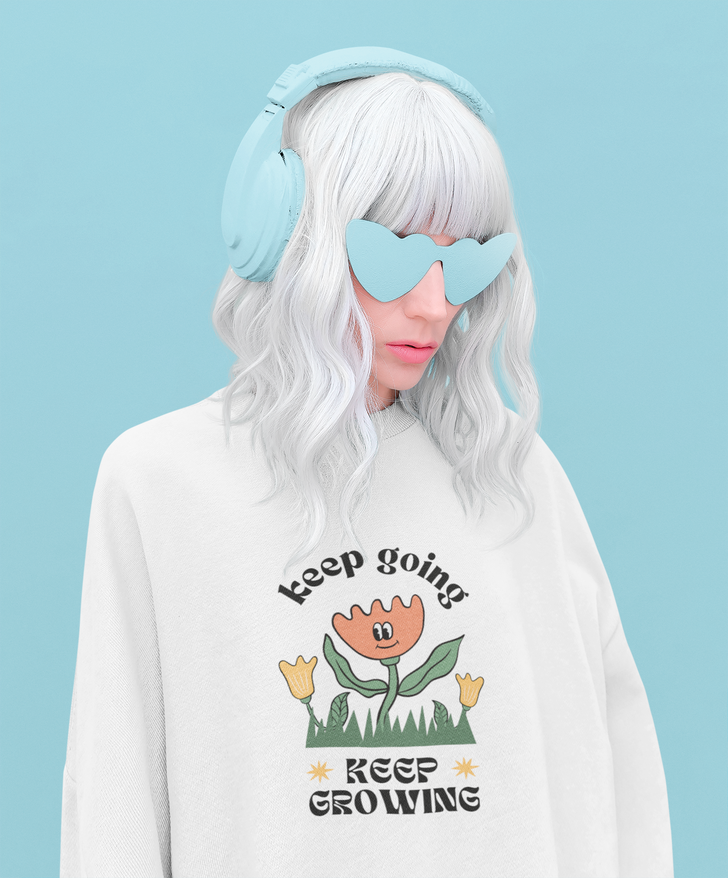 Women's Oversized Sweatshirt - White, Lavender