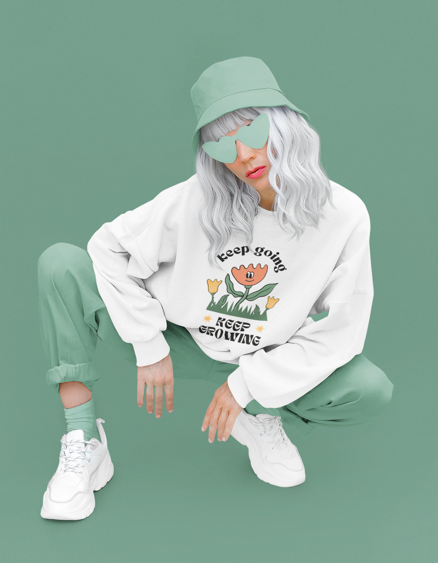 Women's Oversized Sweatshirt - White, Lavender