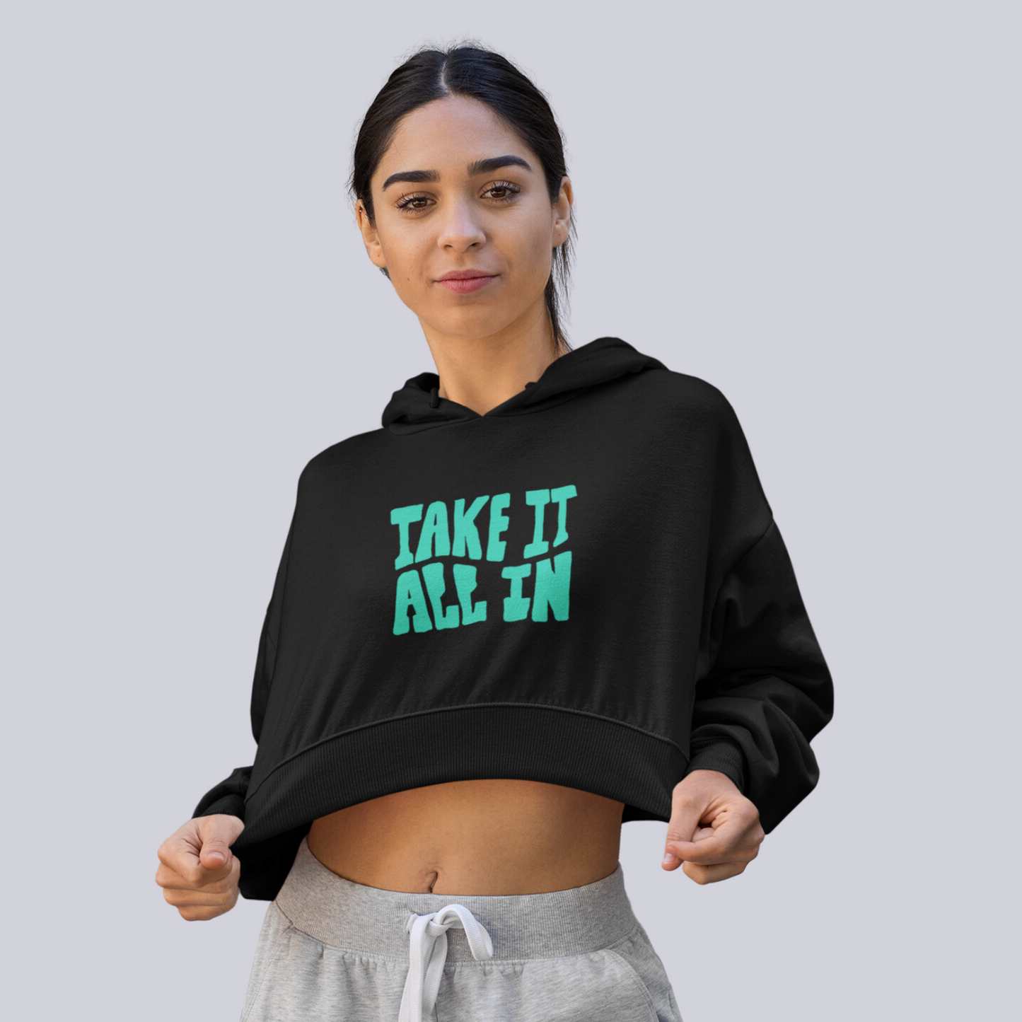 Crop Hooded Sweatshirt for Women Winter Wear Crop Hoodie - Black