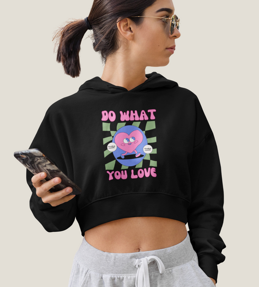 Crop Hoodie Do What You Love Women Graphic Printed Sweatshirt Causal Stylish Latest