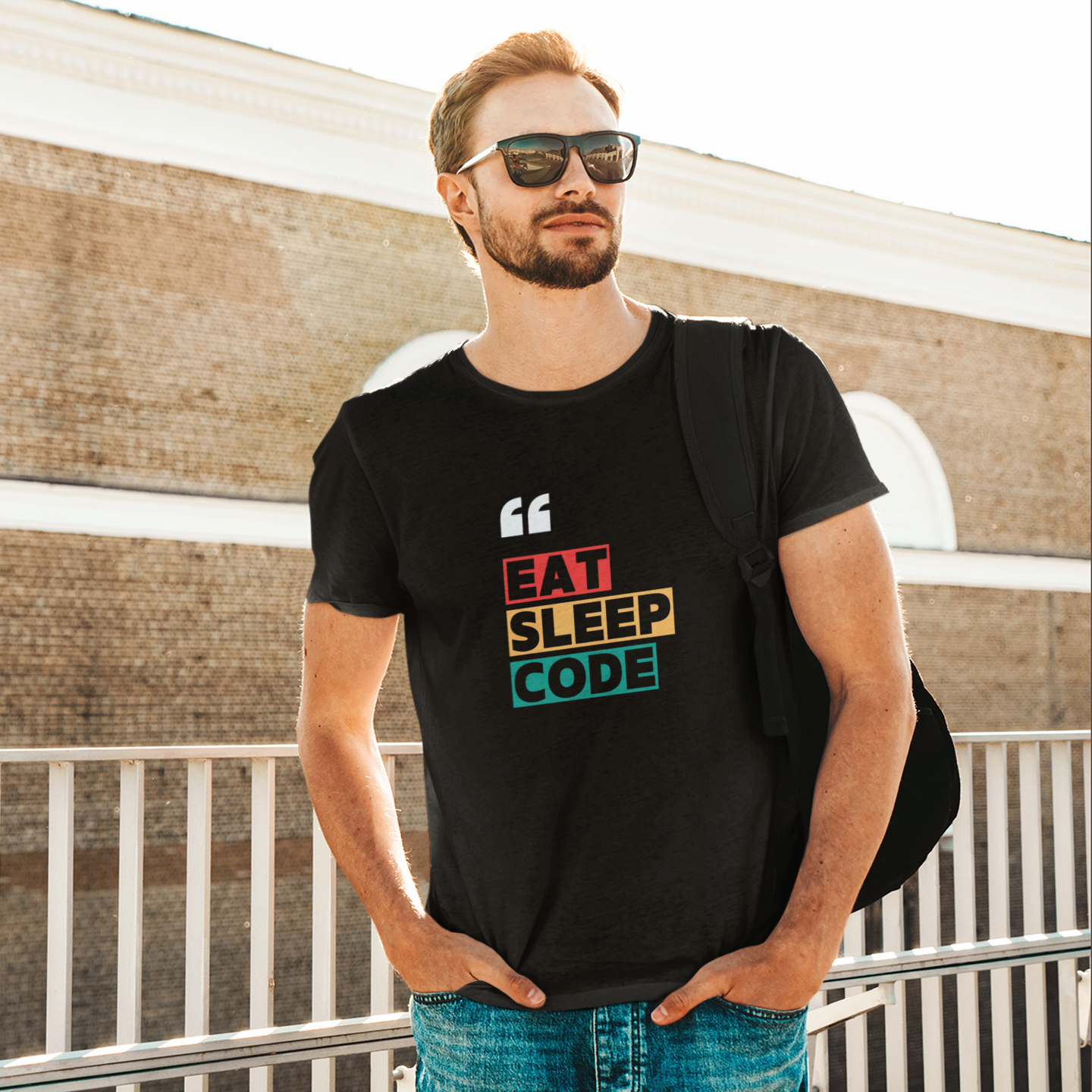 Men Black Printed Round Neck Half Sleeve T-Shirt