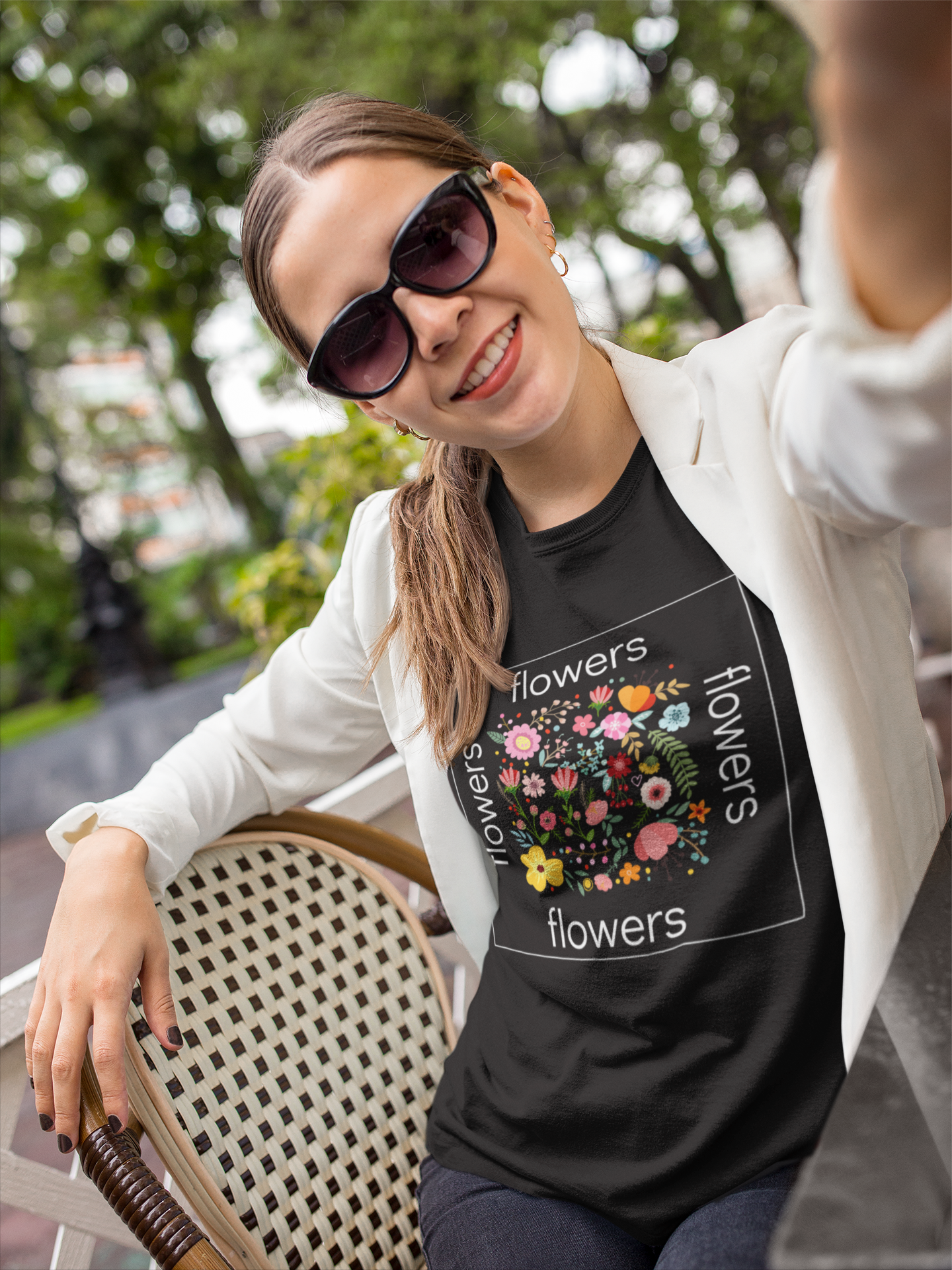 Women's Regular Fit T-Shirt with Flower Design - Black, Maroon, Purple, NavyBlue