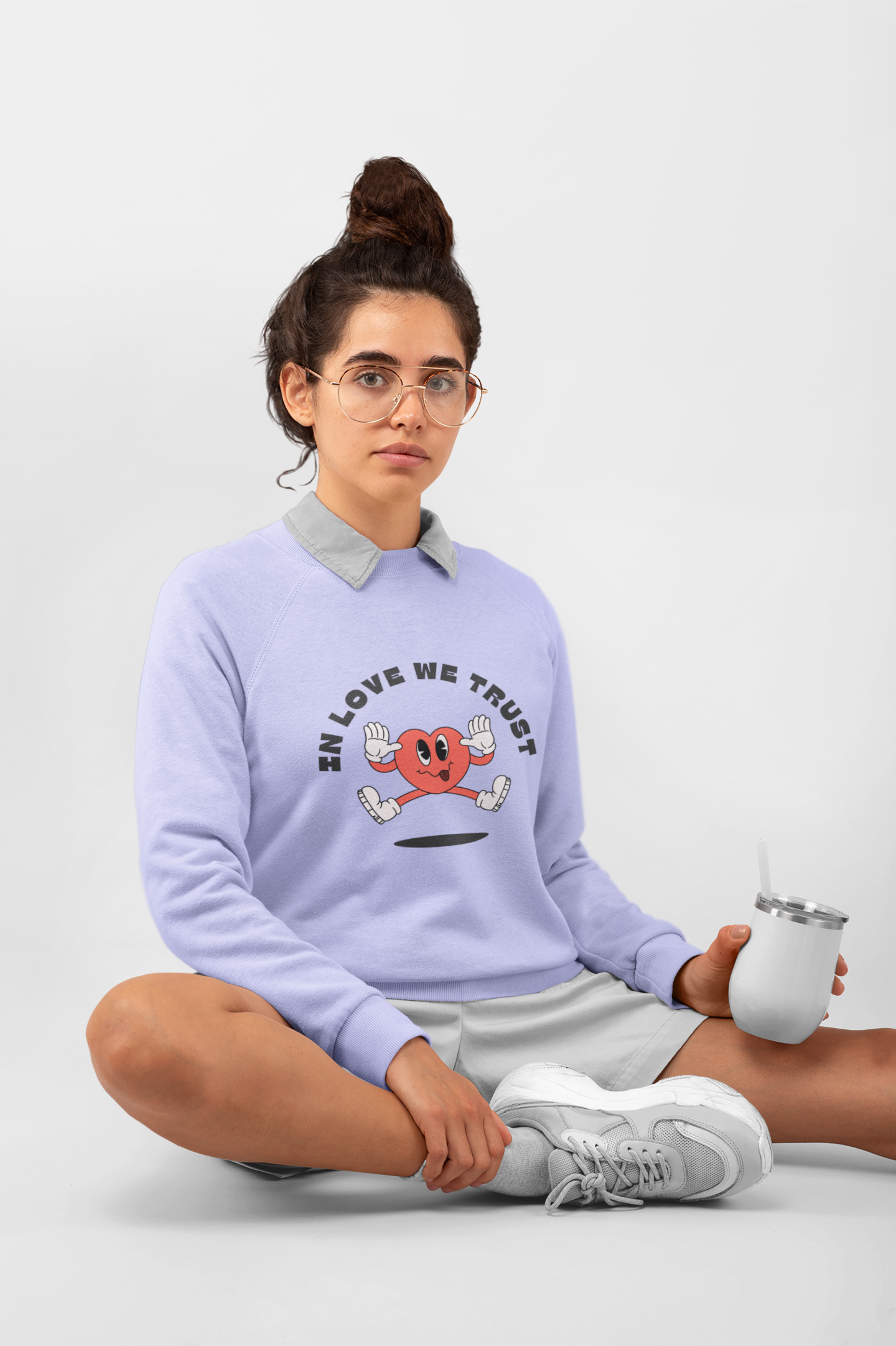 Self Love Oversized Heavyweight Sweatshirt - White, Pink, Lavender