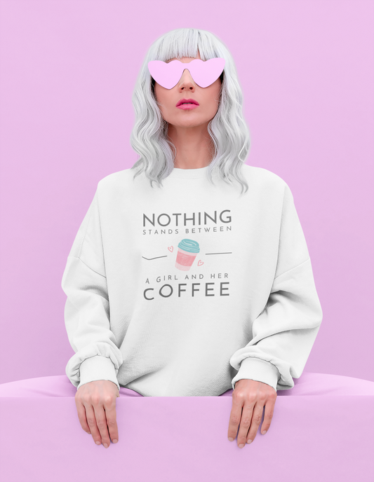 Women's Graphic Printed Oversized Sweatshirt - BabyPink & White