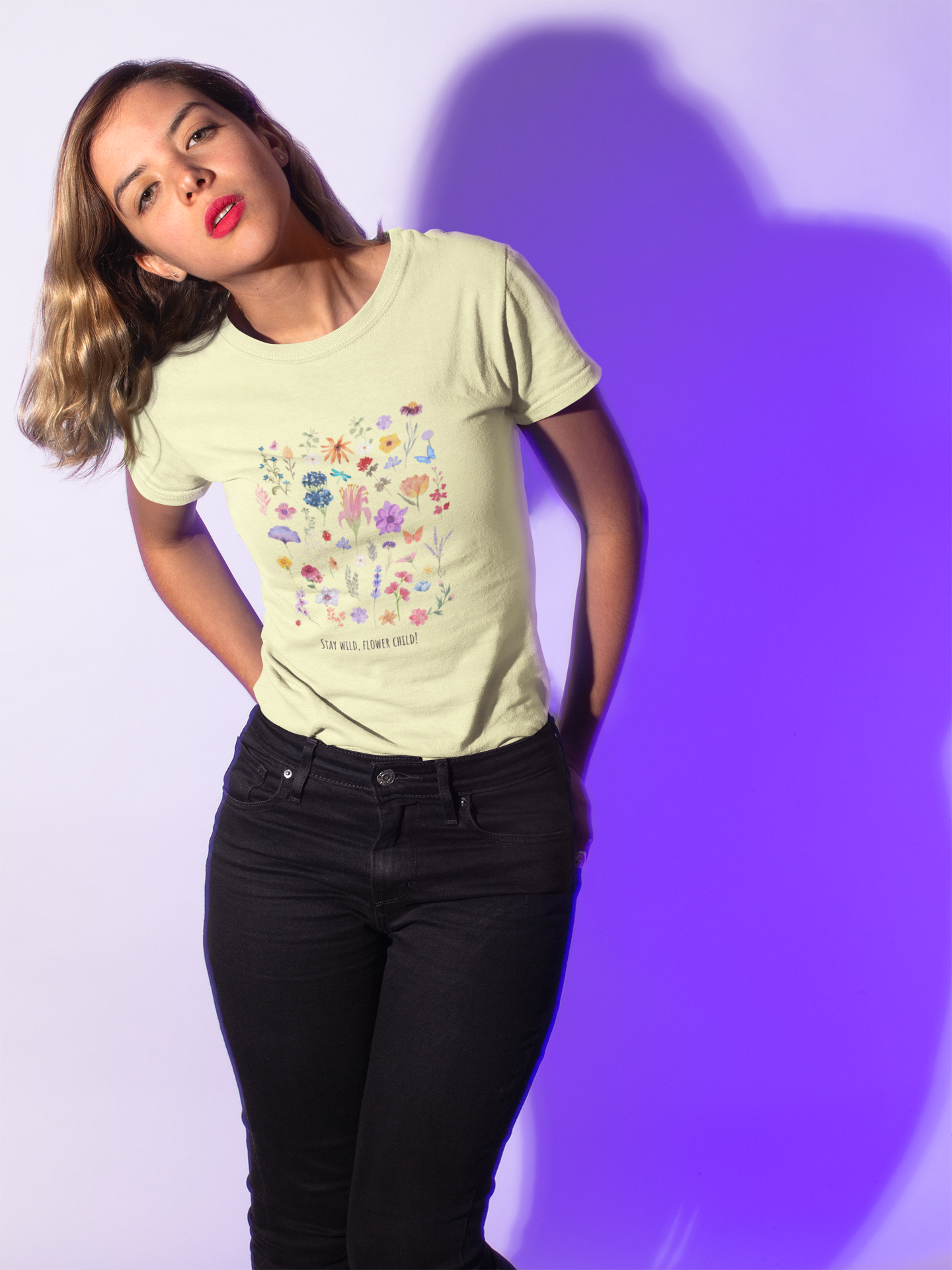 Women Half Sleeve Cotton T-Shirt White - Floral design - Grey, Beige, Lavender, Yellow, White, New Yellow, BabyPink