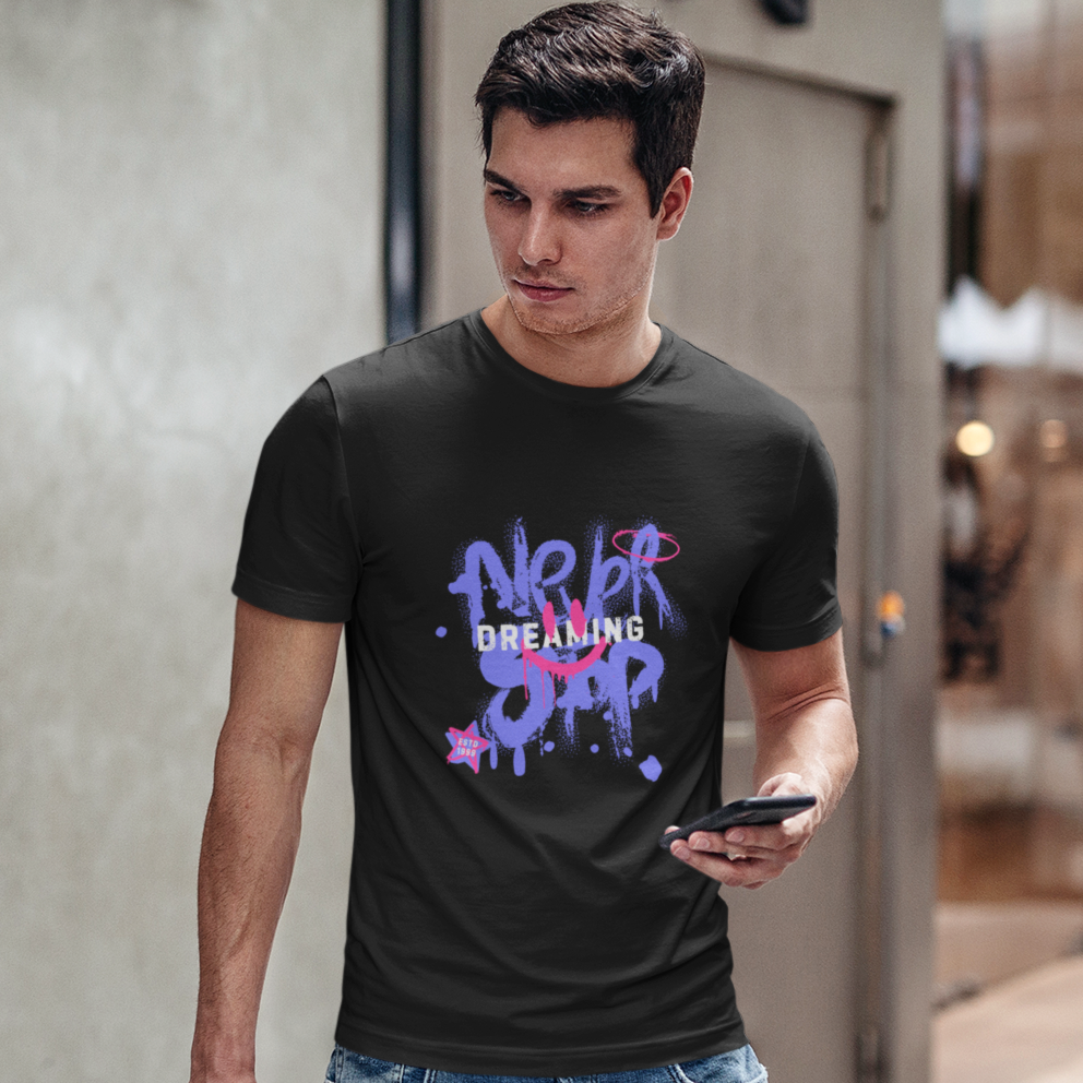Men's Super Combed Cotton Rich Regular Fit Round Neck Half Sleeved T-Shirt - Black